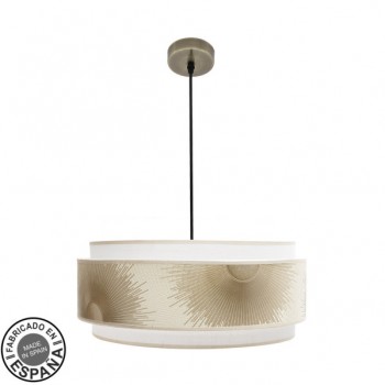 Distribuidor - Lâmpadas Diversas | Colgantes Moderno | COLGANTE NEPAL 3P 3XE27 CUERO/BLANCO/ORO REGX50X50 CM Ref: 227895114